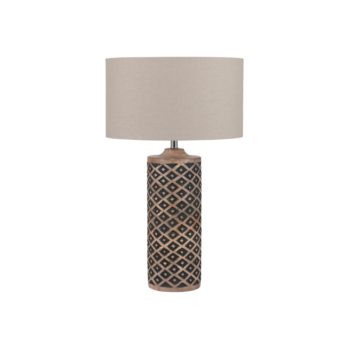 Natural Black & Taupe Tall Wooden Diamond Table Lamp | Barker & Stonehouse – image 1