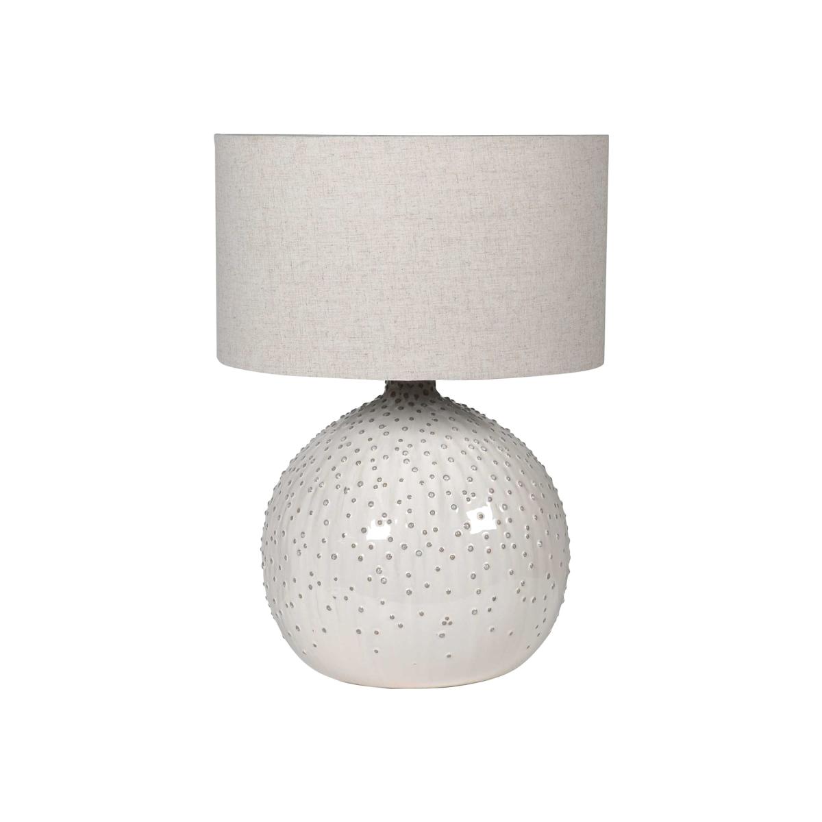 Cream Glazed Ceramic Dotted Table Lamp, White | Barker & Stonehouse