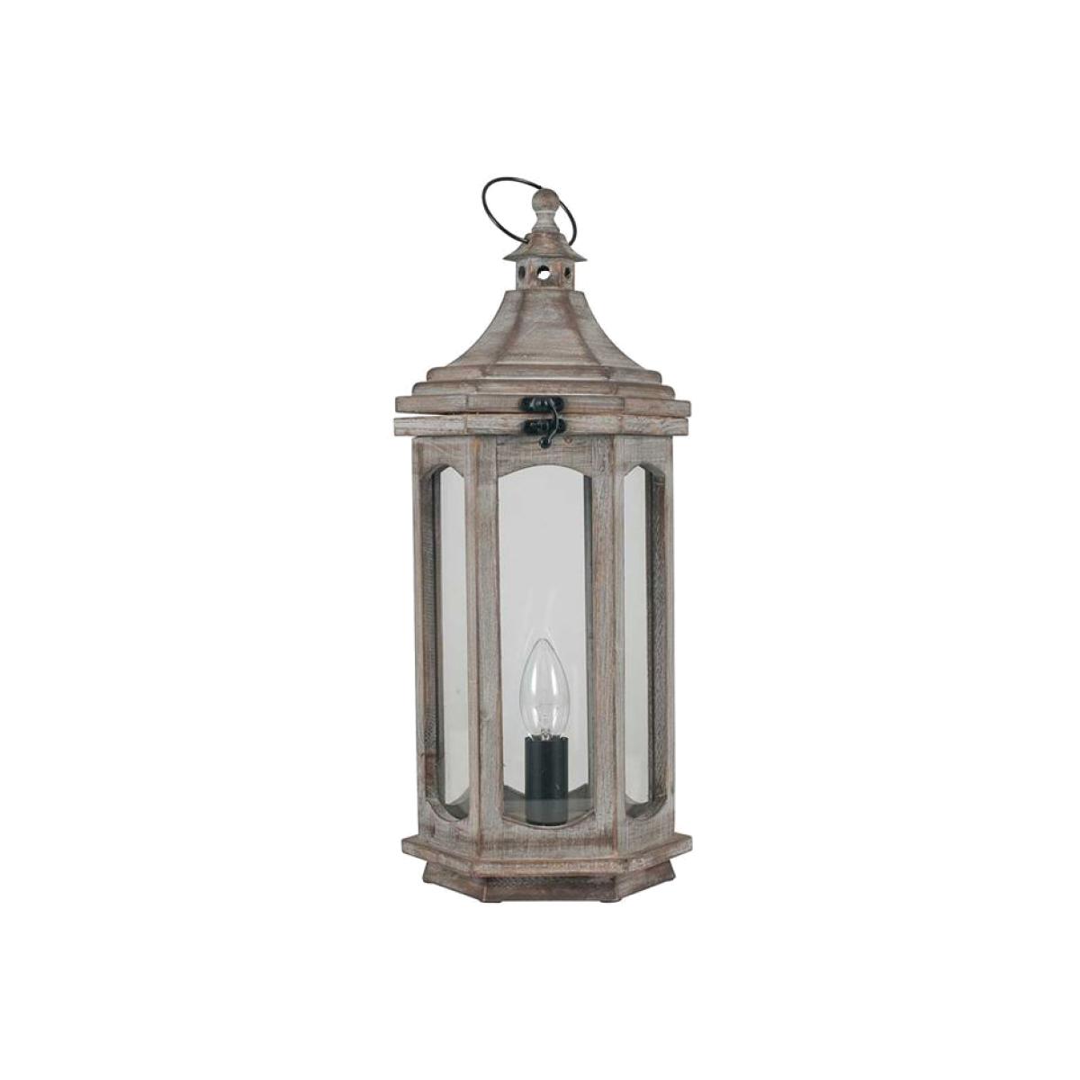 Grey Antique Wood Lantern Table Lamp | Barker & Stonehouse