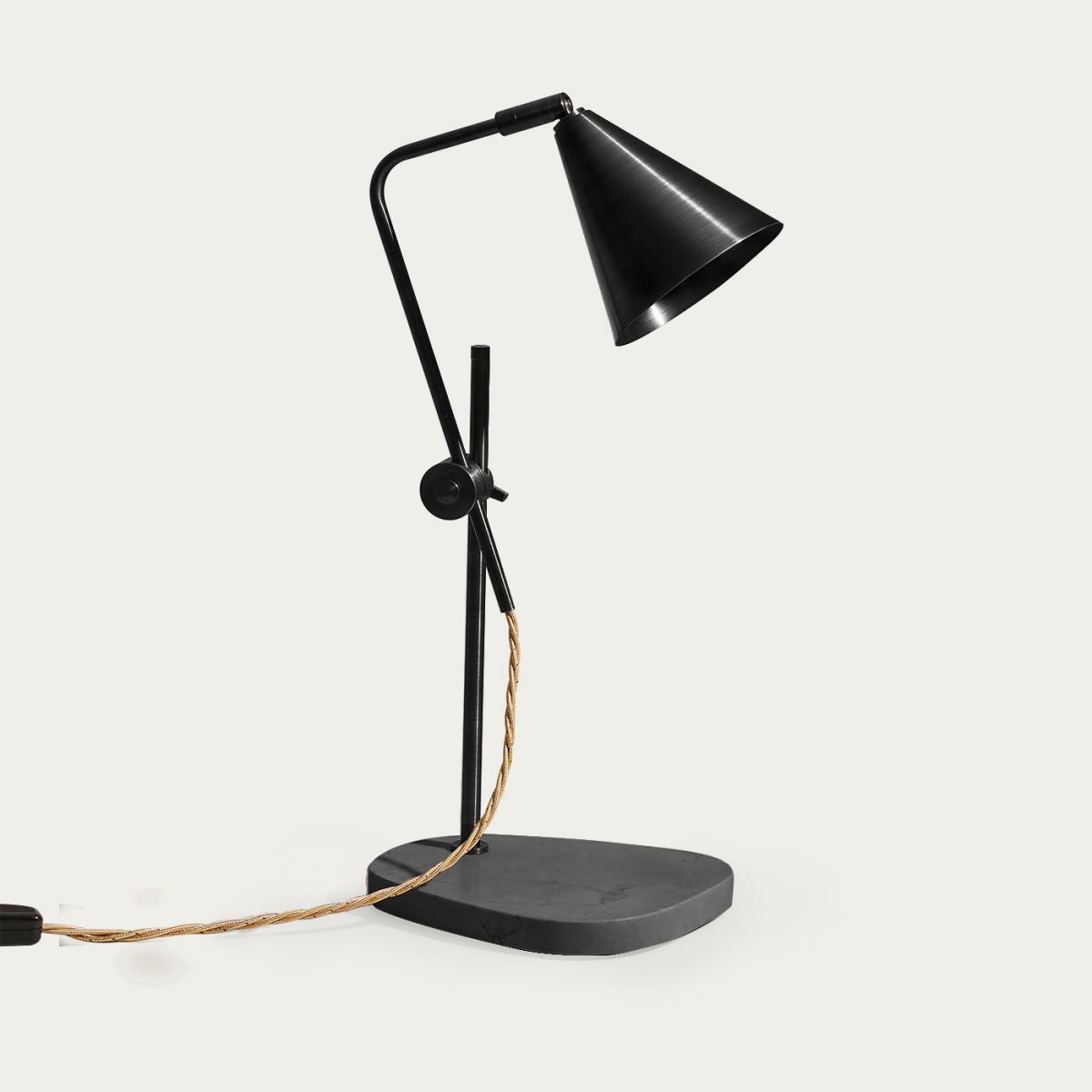 Black Matte/Black Terrazzo Cone Table Lamp - EU Plug