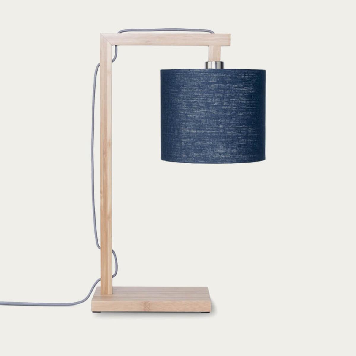 Natural/Blue Denim Himalaya Bamboo Table Lamp – image 1
