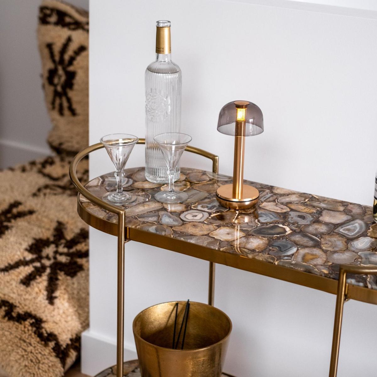 Gold Smoked Glass Two Table Light – image 2