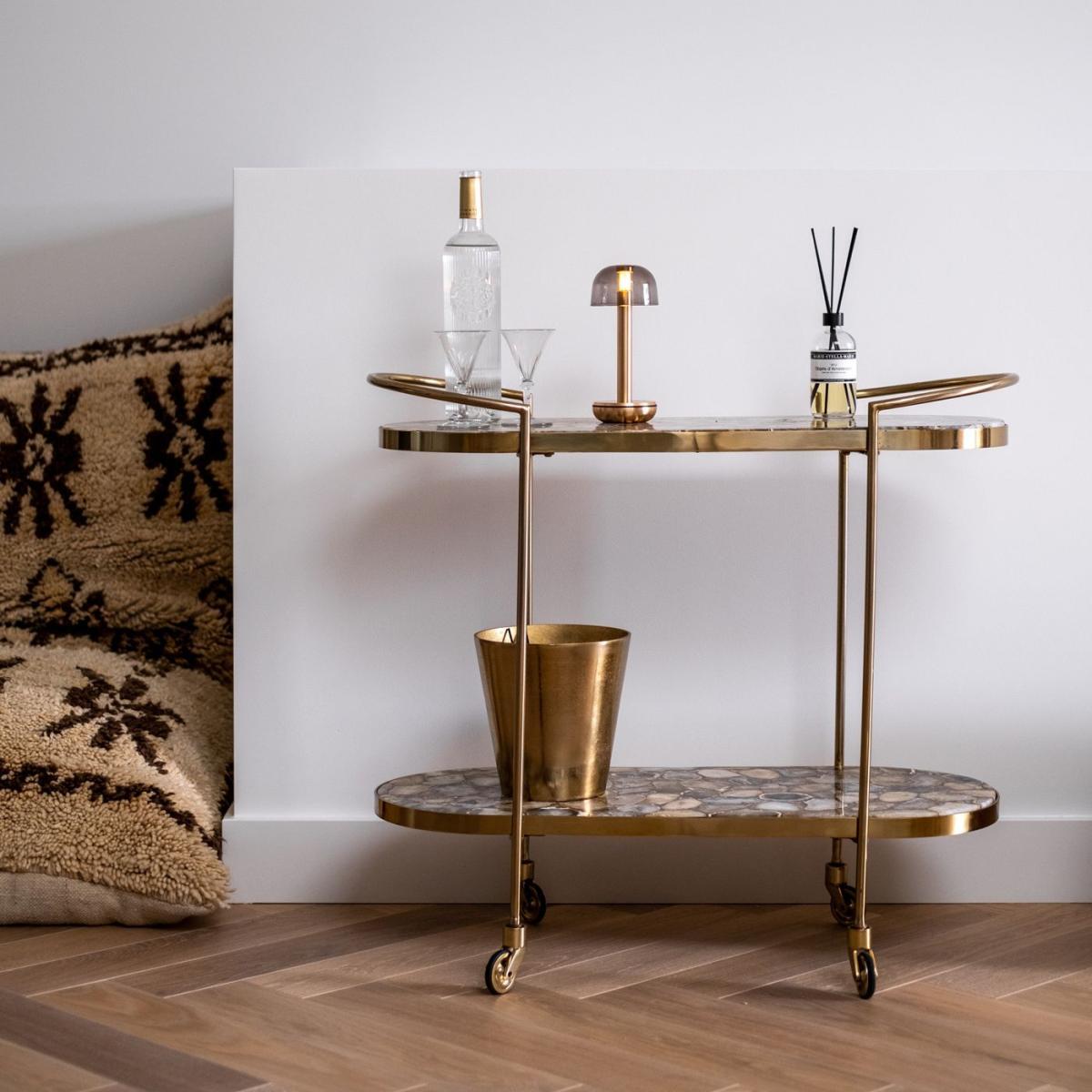 Gold Smoked Glass Two Table Light – image 3