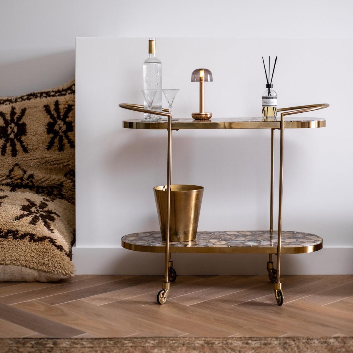 Gold Smoked Glass Two Table Light – image 6