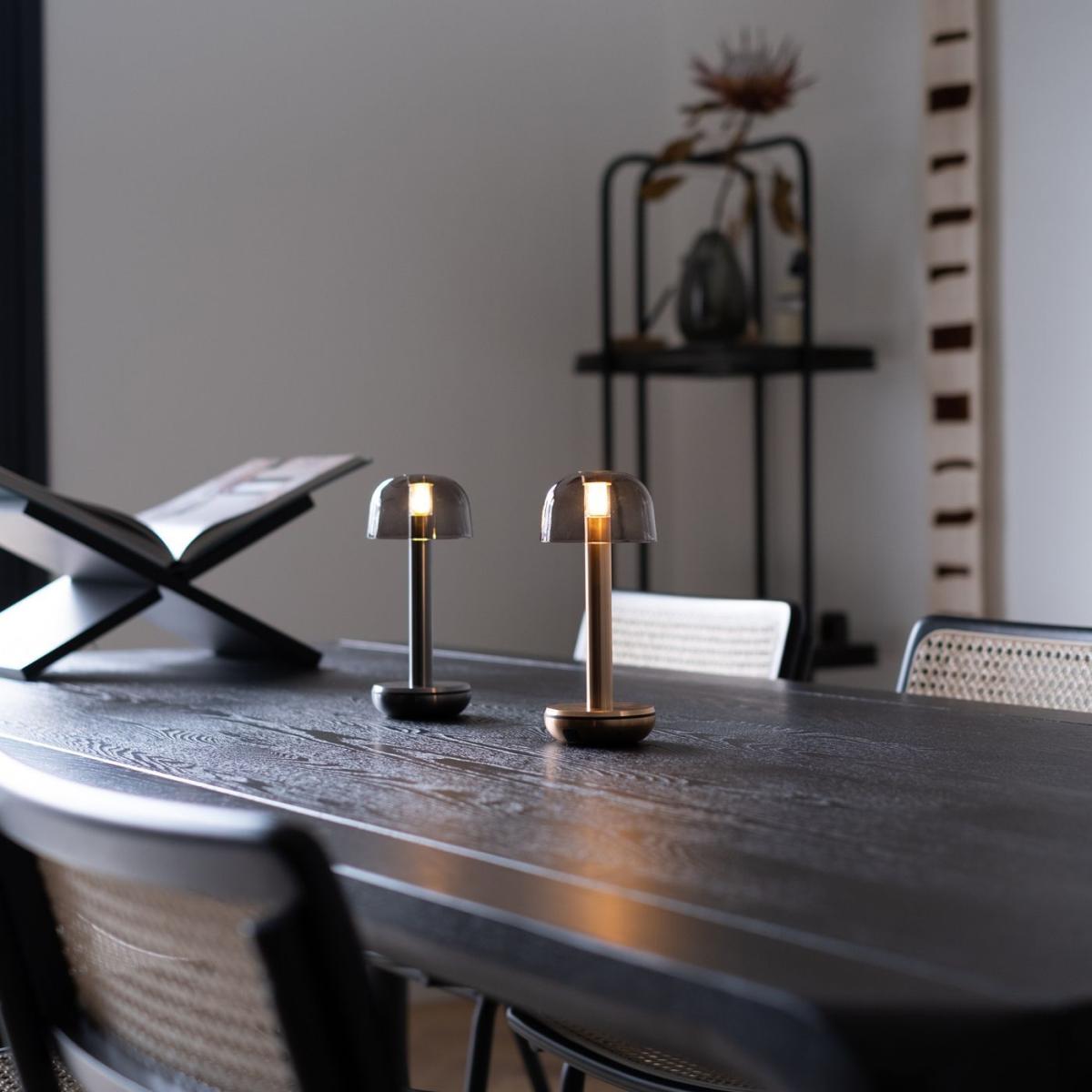 Gold Smoked Glass Two Table Light – image 7