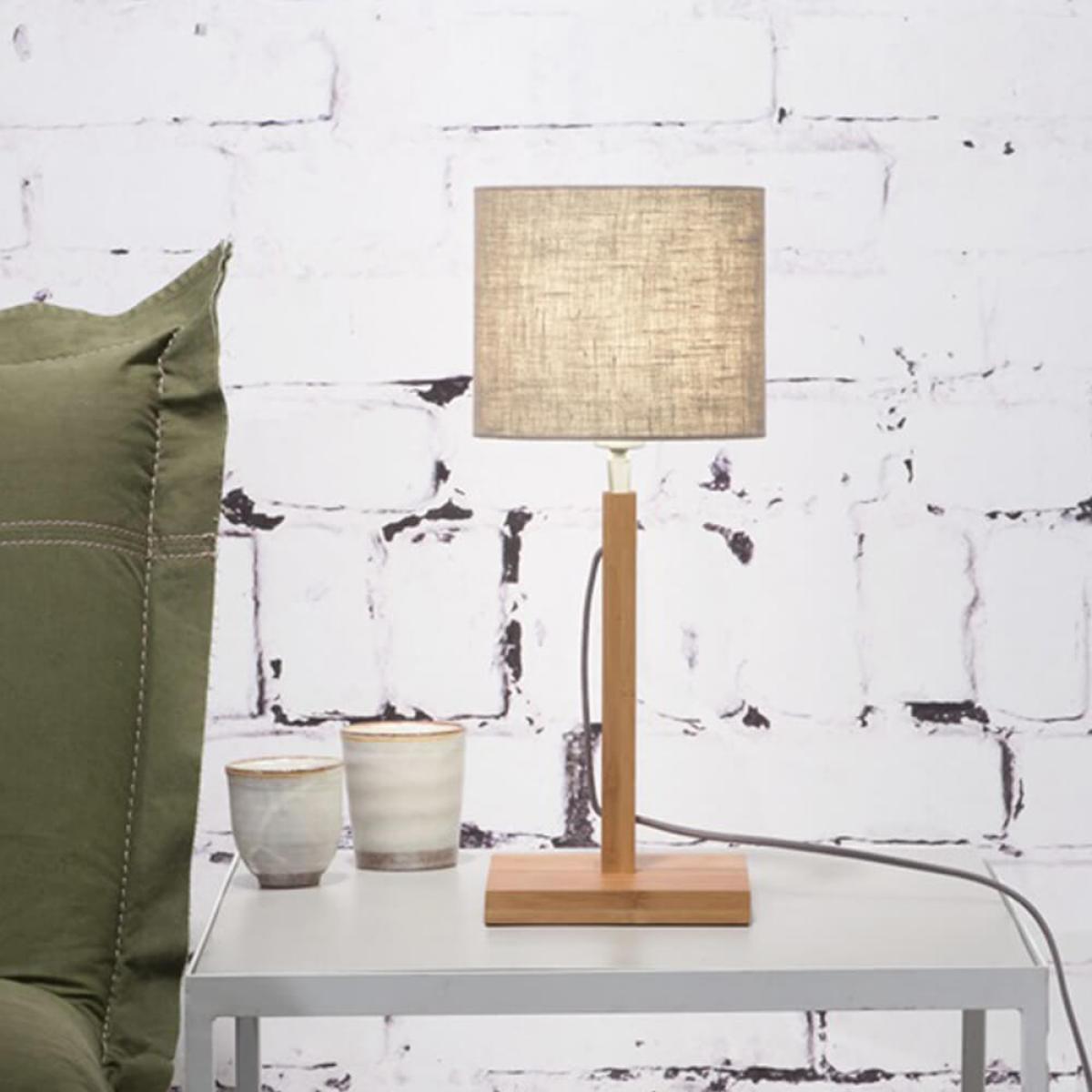 Natural/Linen Dark Fuji Bamboo Table Lamp – image 2