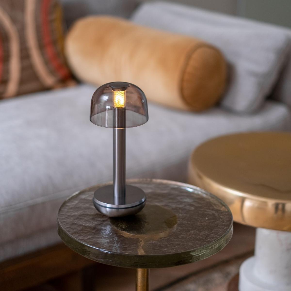 Titanium Smoked Glass Two Table Light – image 2