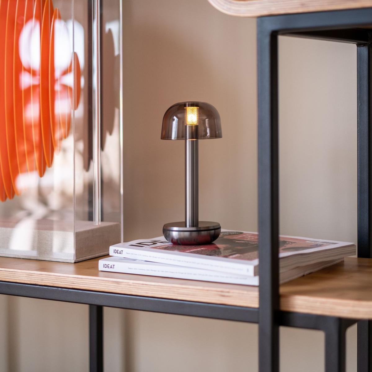 Titanium Smoked Glass Two Table Light – image 3