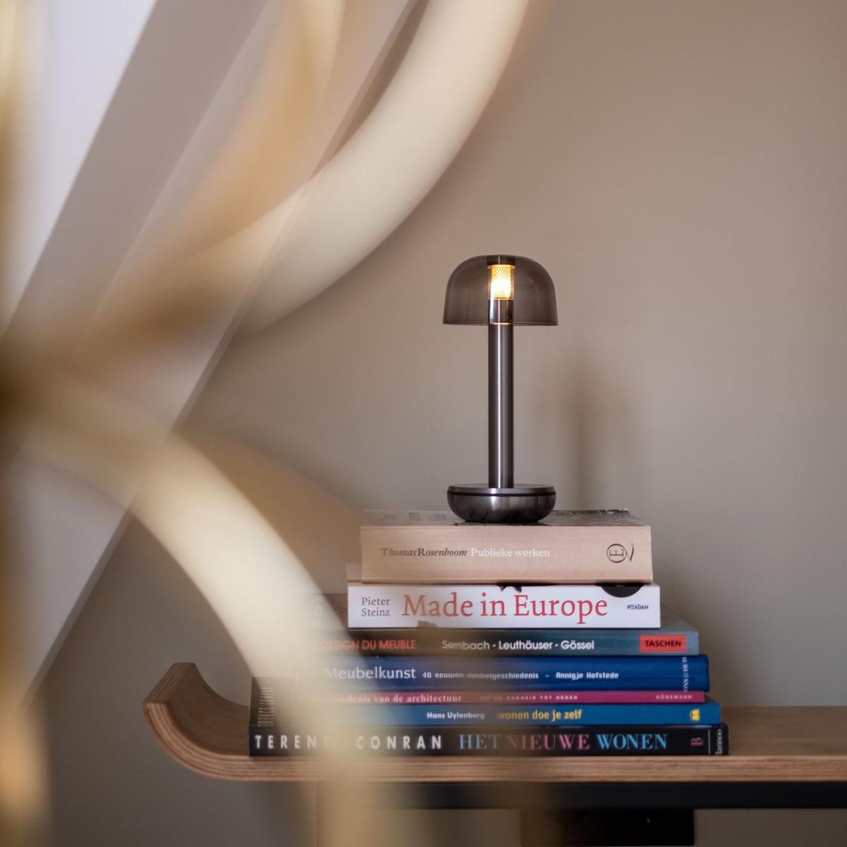 Titanium Smoked Glass Two Table Light – image 4