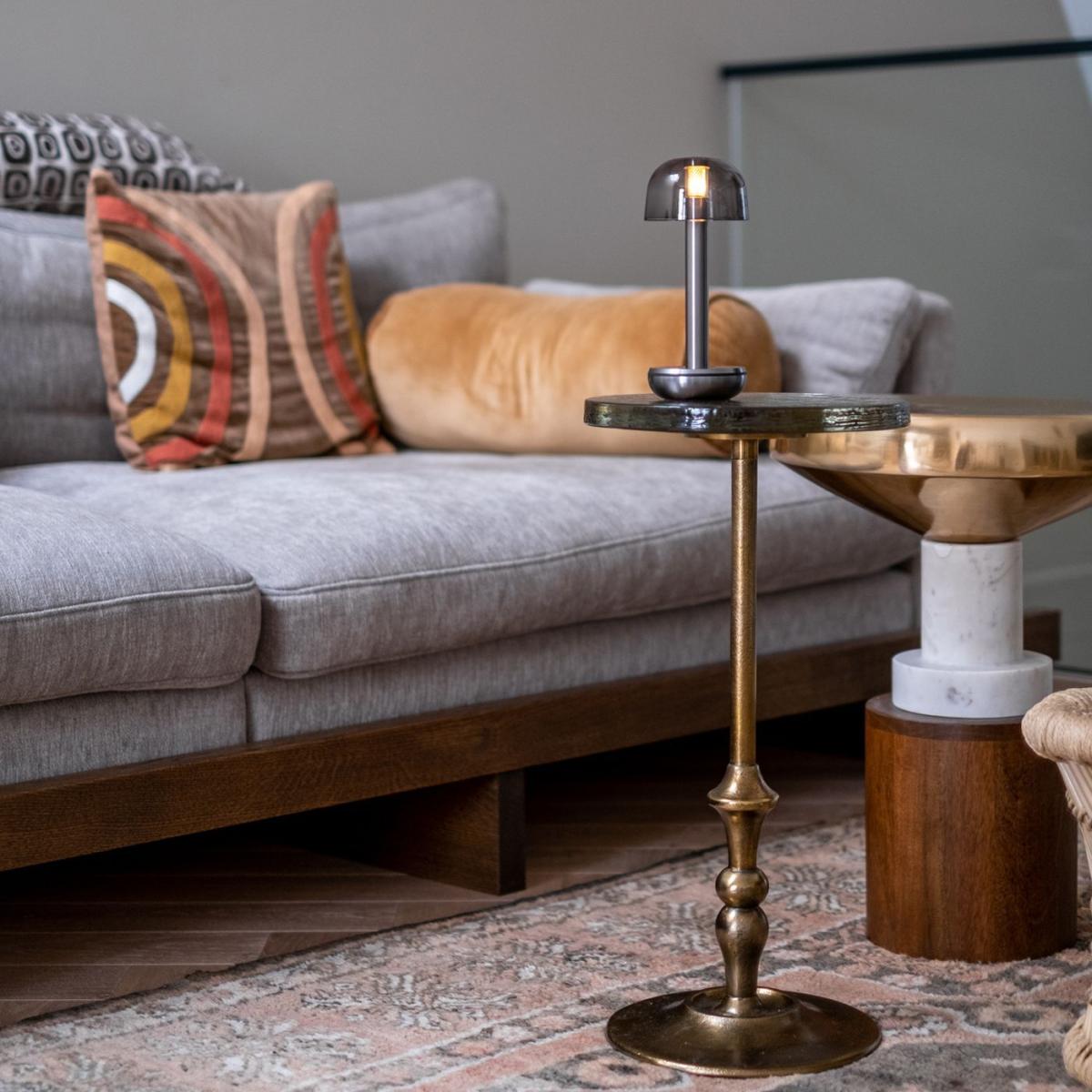 Titanium Smoked Glass Two Table Light – image 5