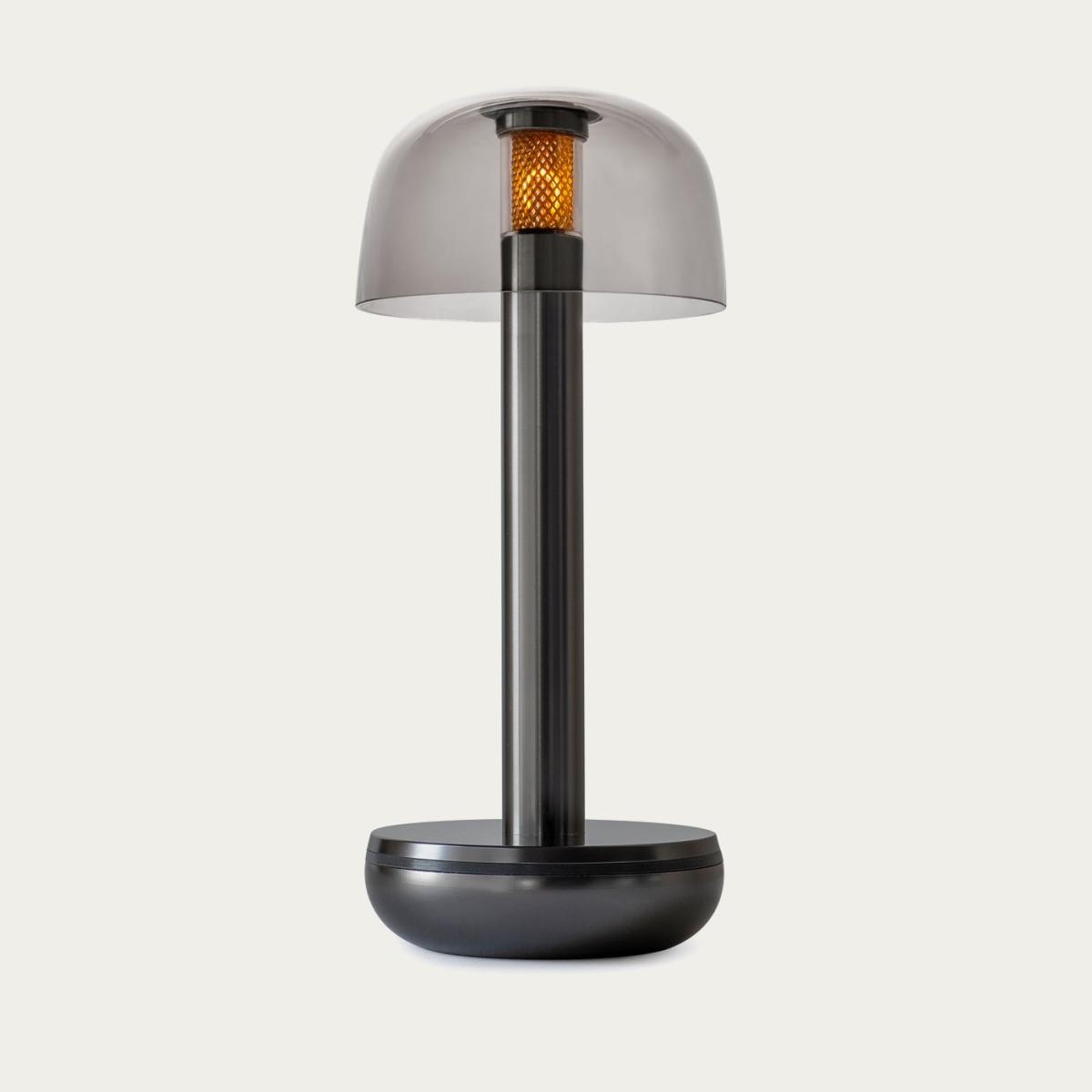 Titanium Smoked Glass Two Table Light – image 1