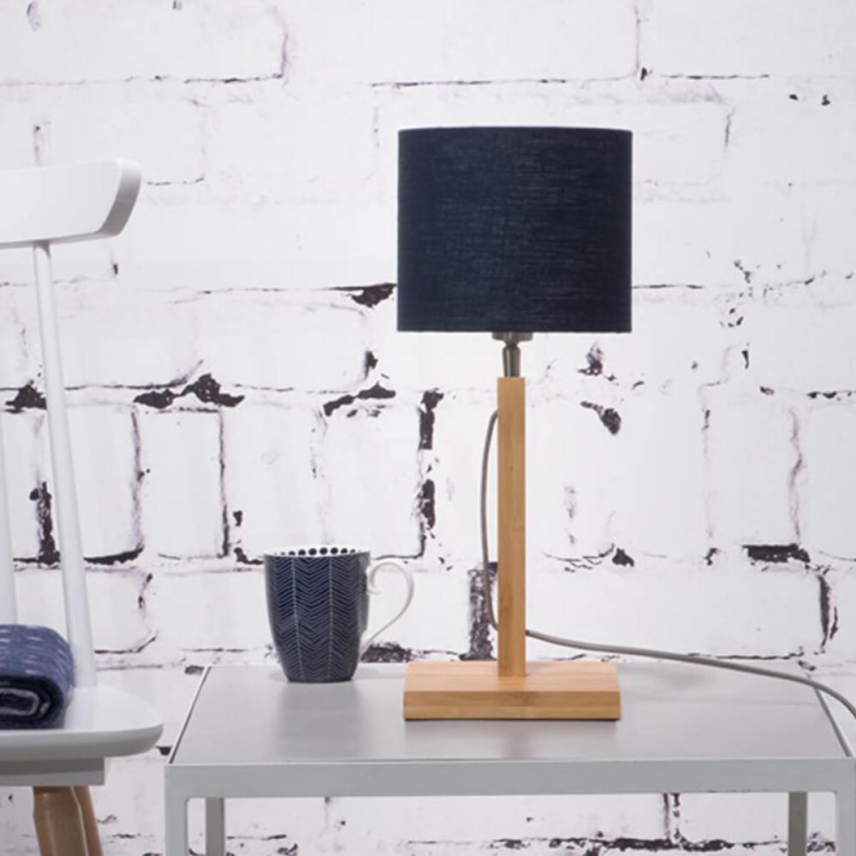 Natural/Blue Denim Fuji Bamboo Table Lamp – image 2