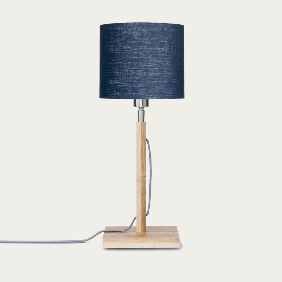 Natural/Blue Denim Fuji Bamboo Table Lamp – image 1