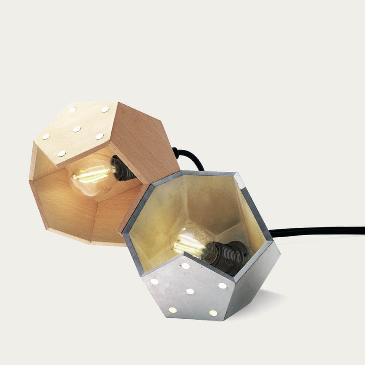 Basic Twelve Duo Concrete and Wood Table Lamp