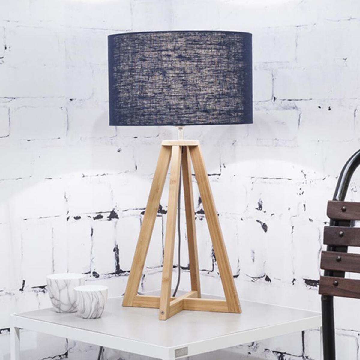 Natural/Blue Denim Everest Bamboo Table Lamp – image 2