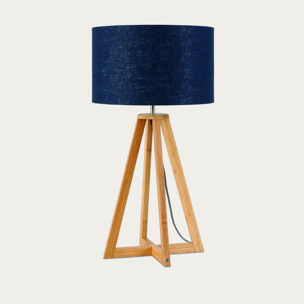 Natural/Blue Denim Everest Bamboo Table Lamp – image 1