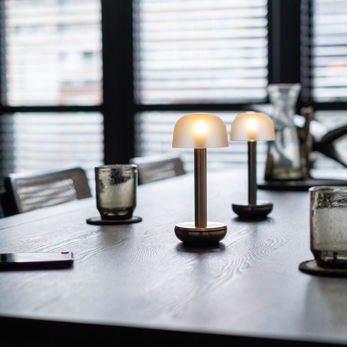 Gold Frosted Glass Two Table Light – image 3