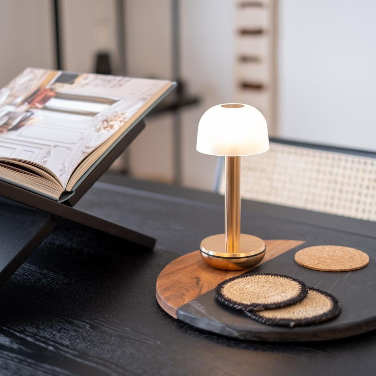 Gold Frosted Glass Two Table Light – image 8