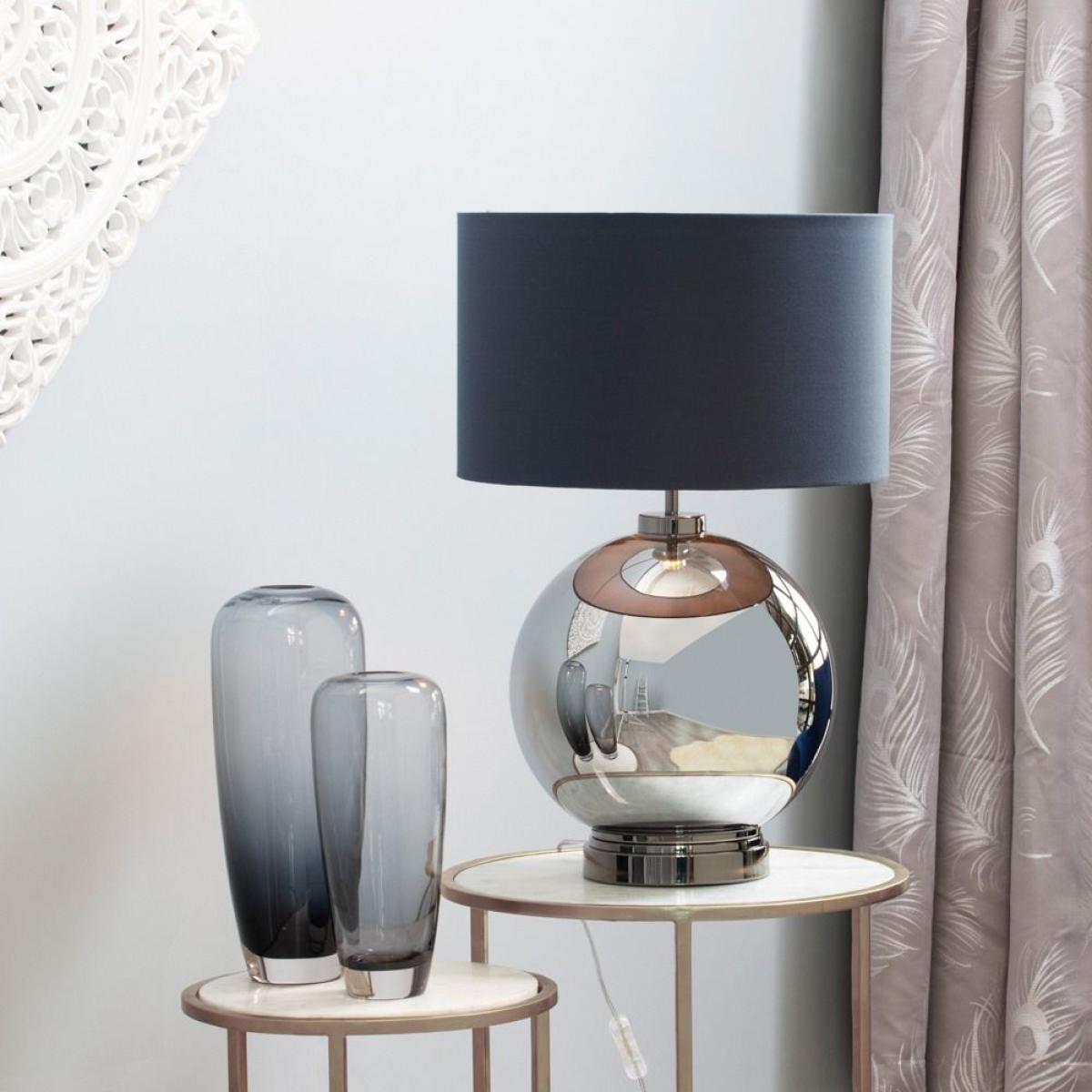 Metro Smoke Glass Sphere Table Lamp, Black Nickel and Dark Grey – image 2
