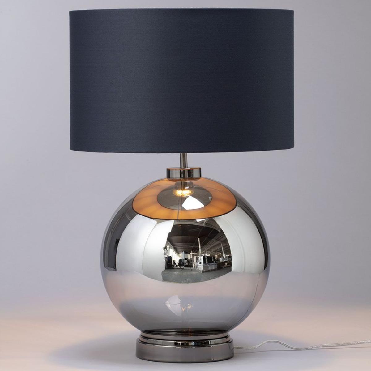 Metro Smoke Glass Sphere Table Lamp, Black Nickel and Dark Grey – image 3