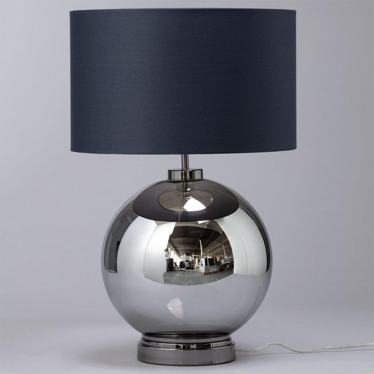 Metro Smoke Glass Sphere Table Lamp, Black Nickel and Dark Grey – image 4