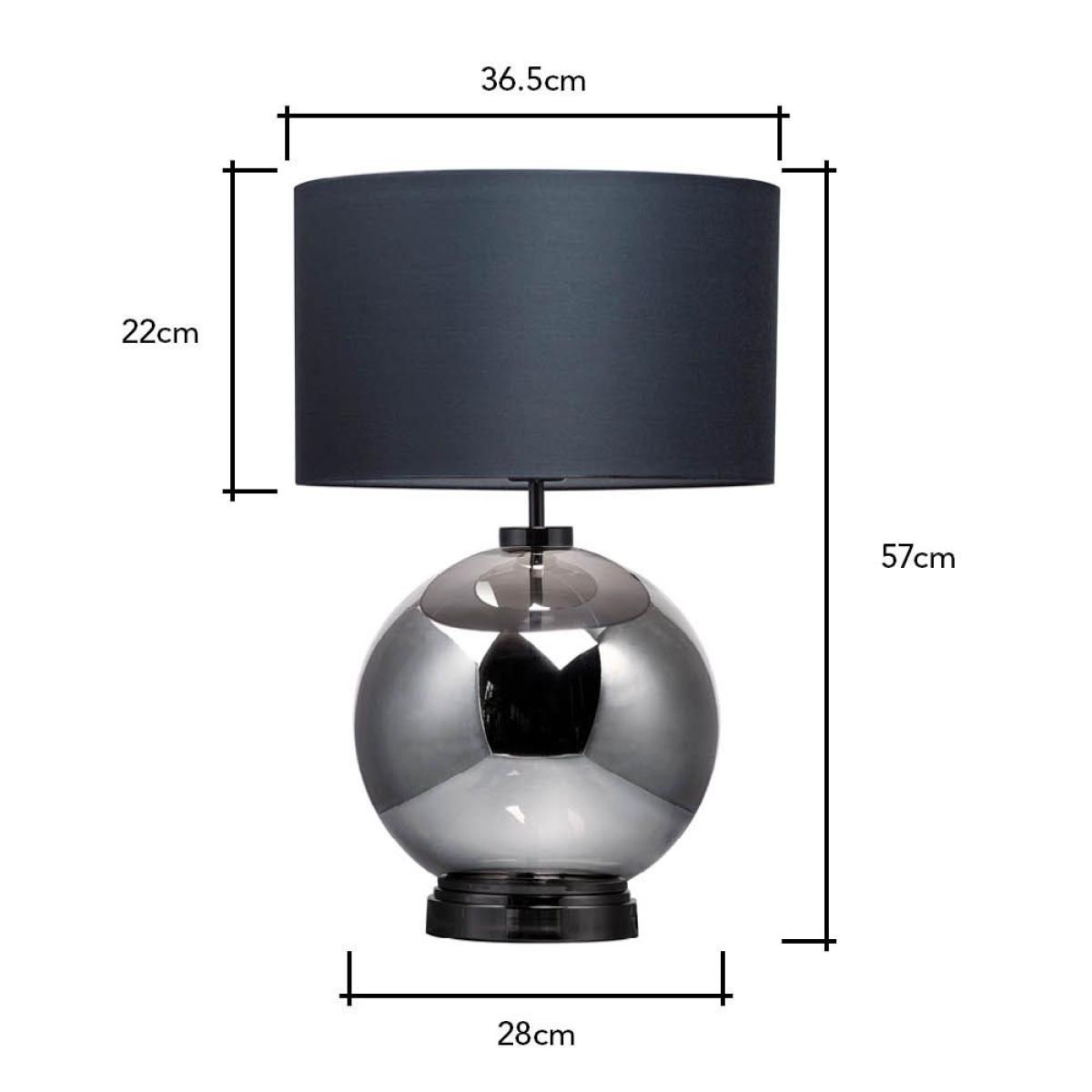 Metro Smoke Glass Sphere Table Lamp, Black Nickel and Dark Grey – image 7