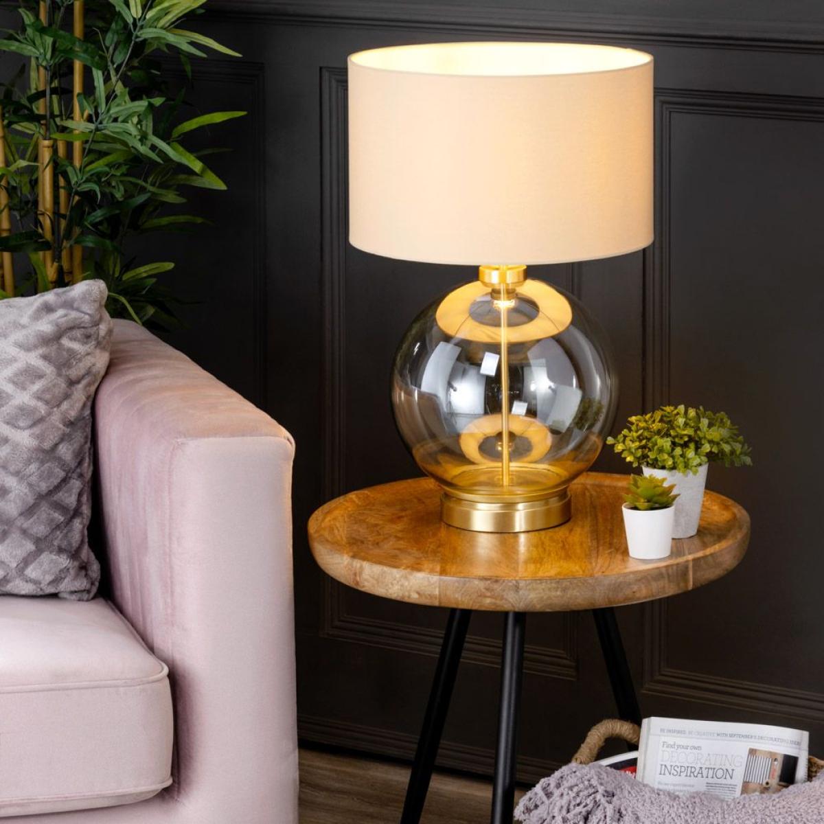 Metro Clear Glass Sphere Table Lamp, Satin Brass and Champagne – image 2