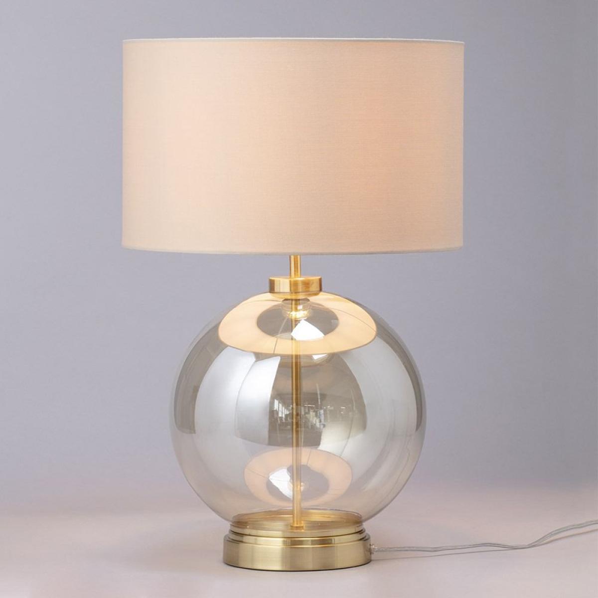 Metro Clear Glass Sphere Table Lamp, Satin Brass and Champagne – image 3