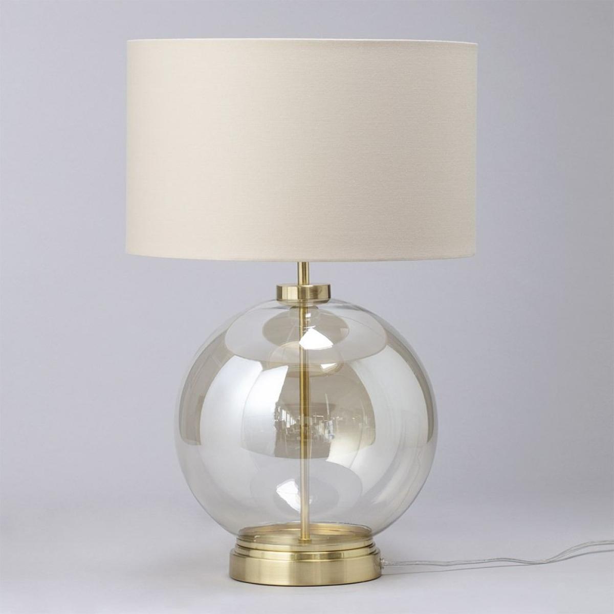 Metro Clear Glass Sphere Table Lamp, Satin Brass and Champagne – image 4