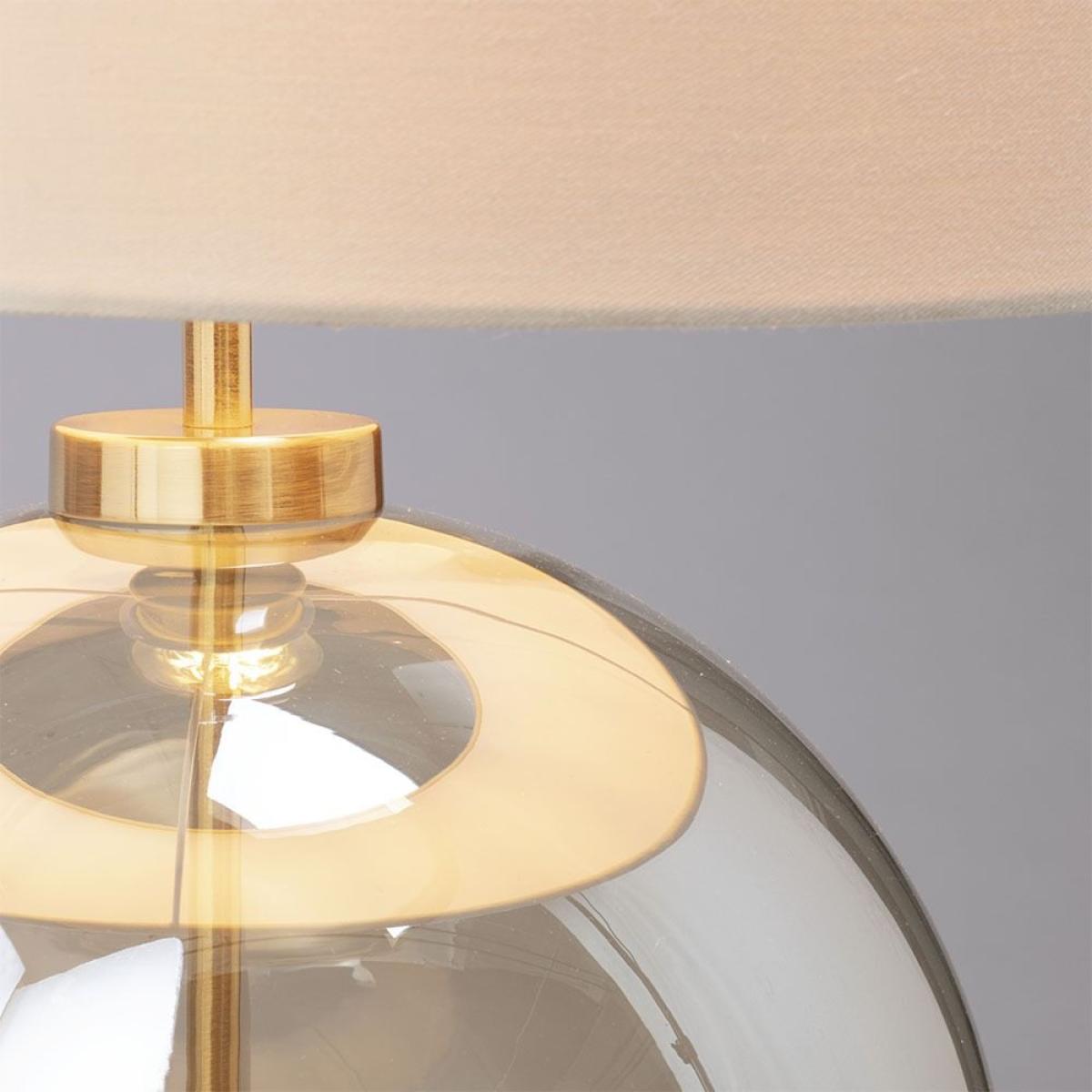 Metro Clear Glass Sphere Table Lamp, Satin Brass and Champagne – image 5