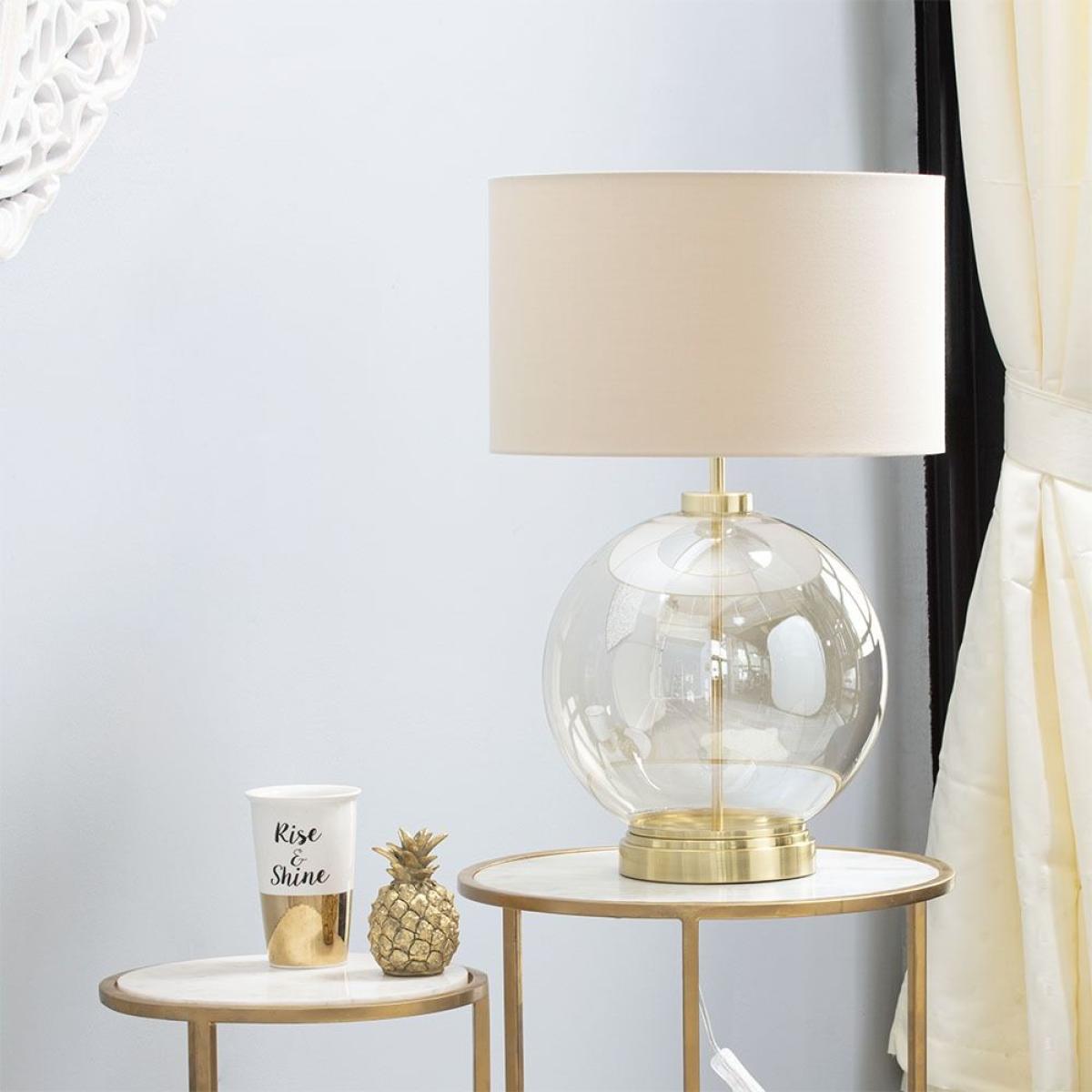 Metro Clear Glass Sphere Table Lamp, Satin Brass and Champagne – image 6