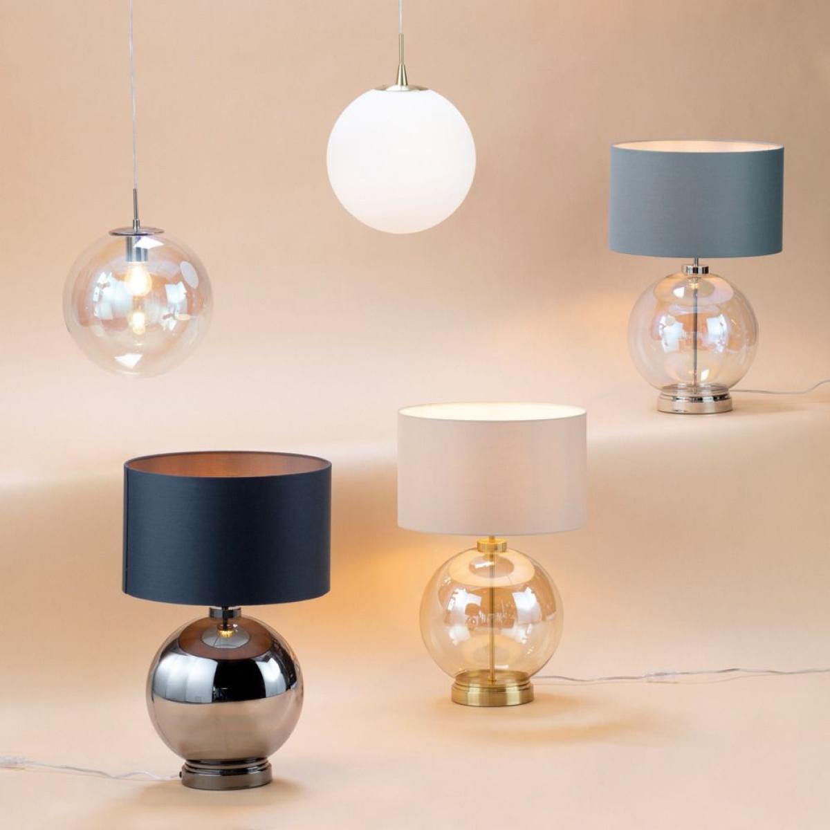 Metro Clear Glass Sphere Table Lamp, Satin Brass and Champagne – image 7