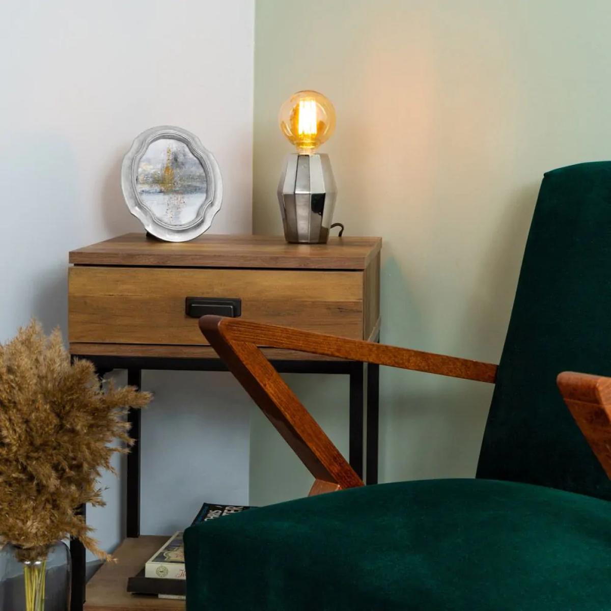 Elm Geometric Base Table Lamp, Silver – image 2