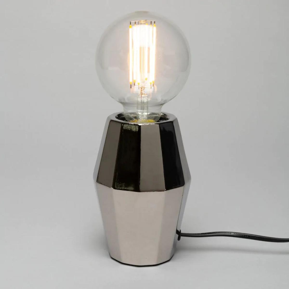 Elm Geometric Base Table Lamp, Silver – image 3
