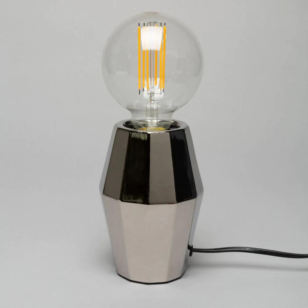 Elm Geometric Base Table Lamp, Silver – image 4