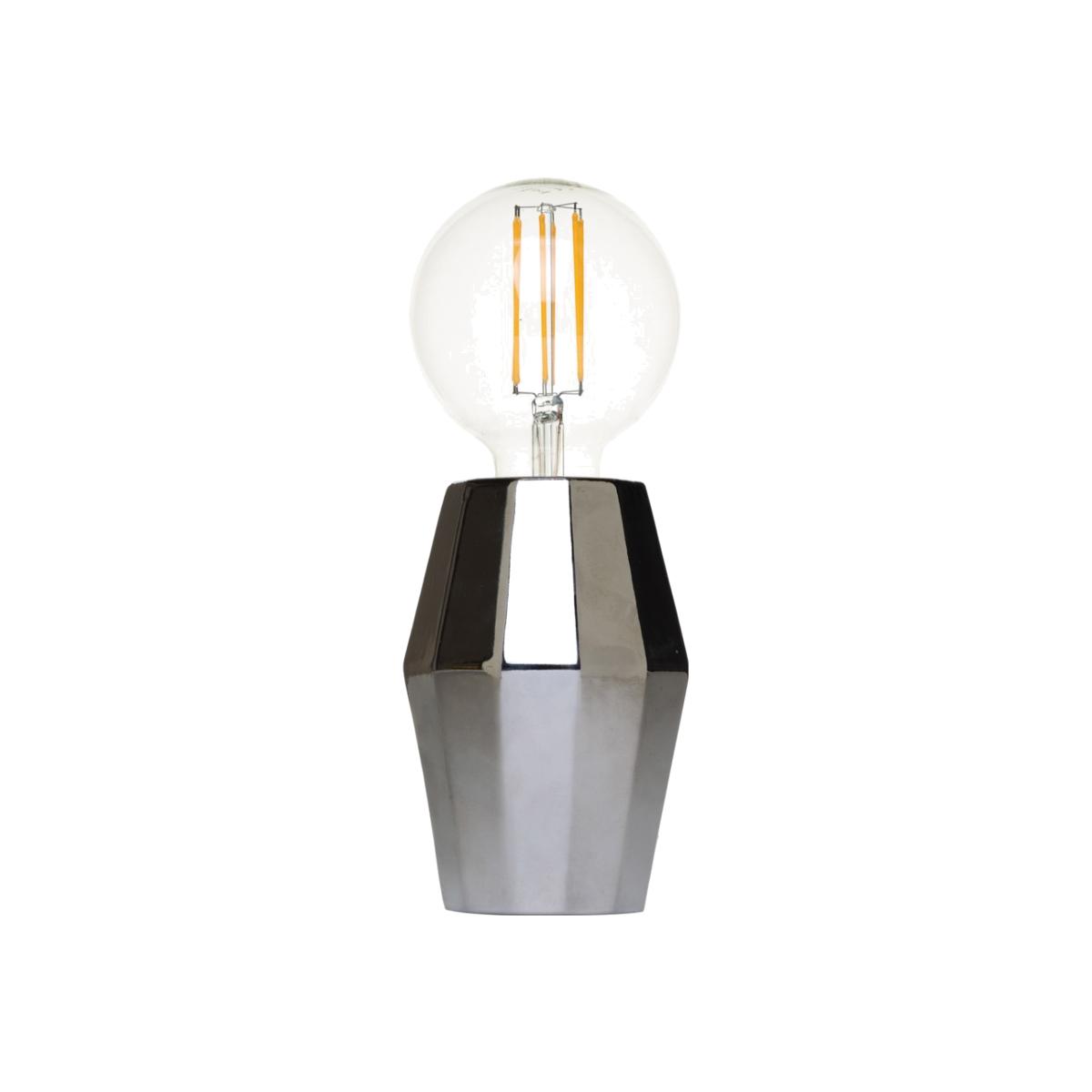 Elm Geometric Base Table Lamp, Silver – image 1