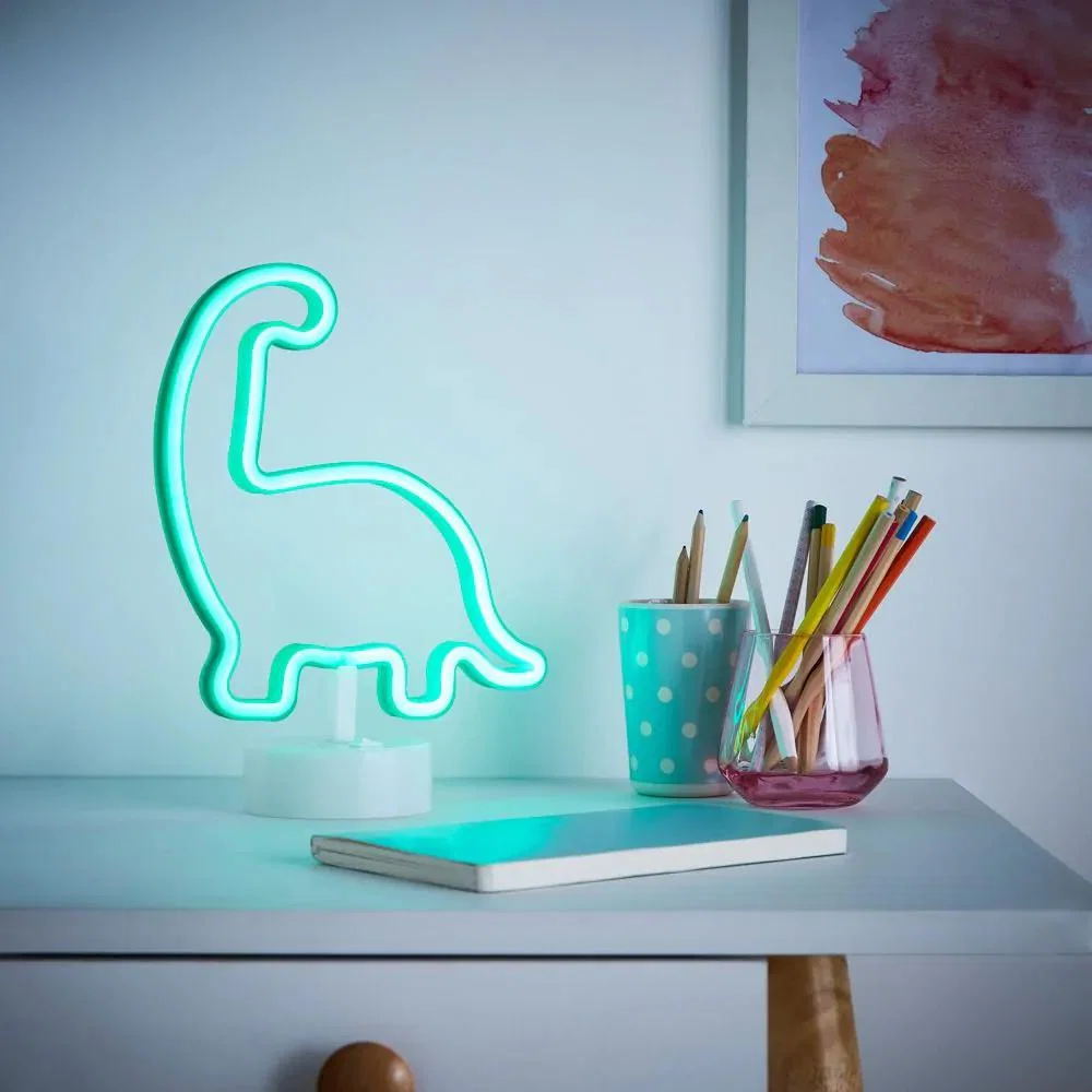 Glow Dinosaur Neon Table Lamp, Green – image 2