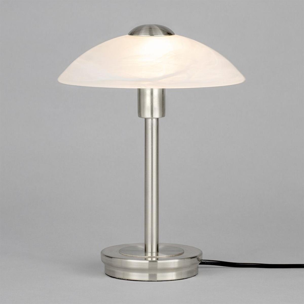 Archie Touch Lamp, Satin Nickel and Alabaster – image 3