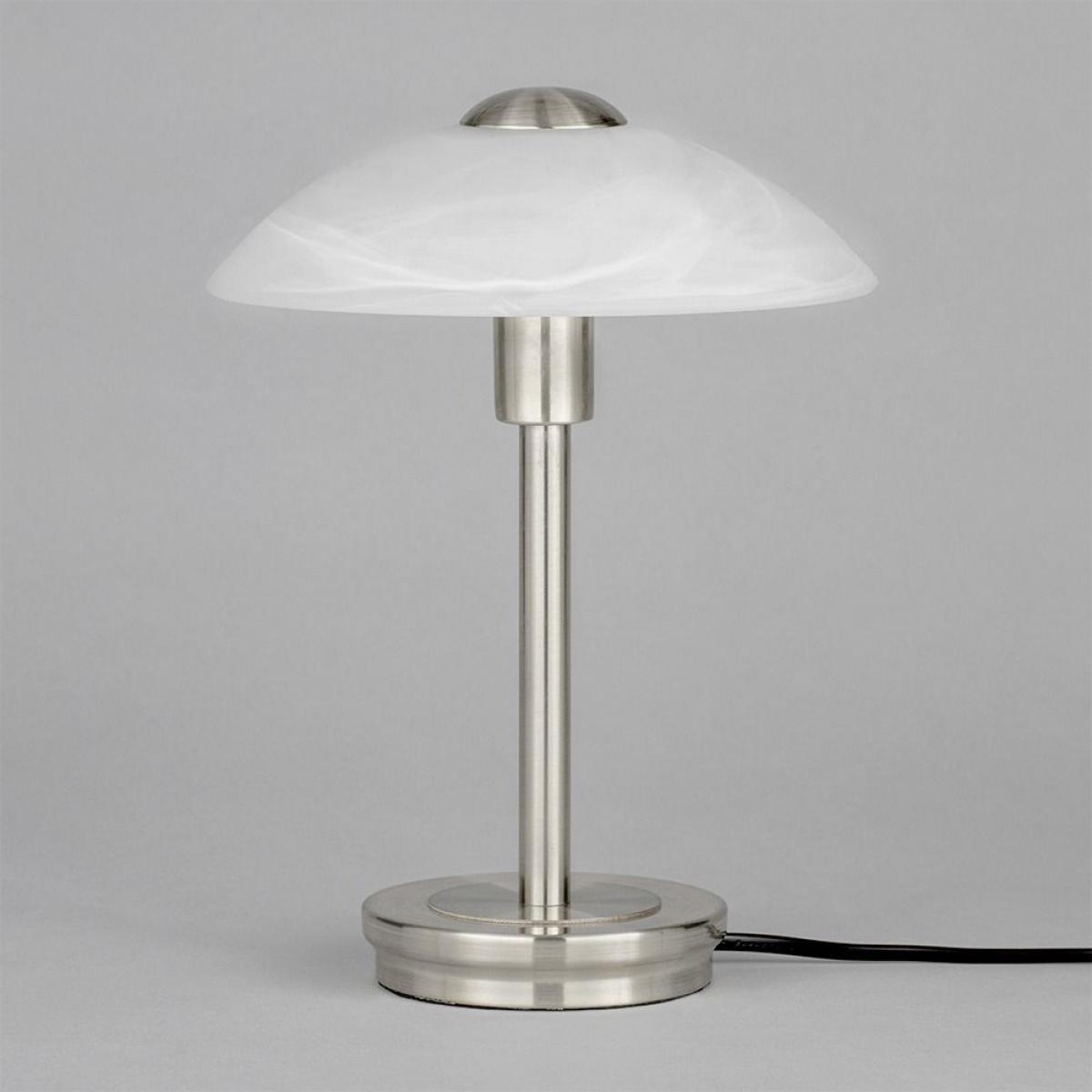Archie Touch Lamp, Satin Nickel and Alabaster – image 4