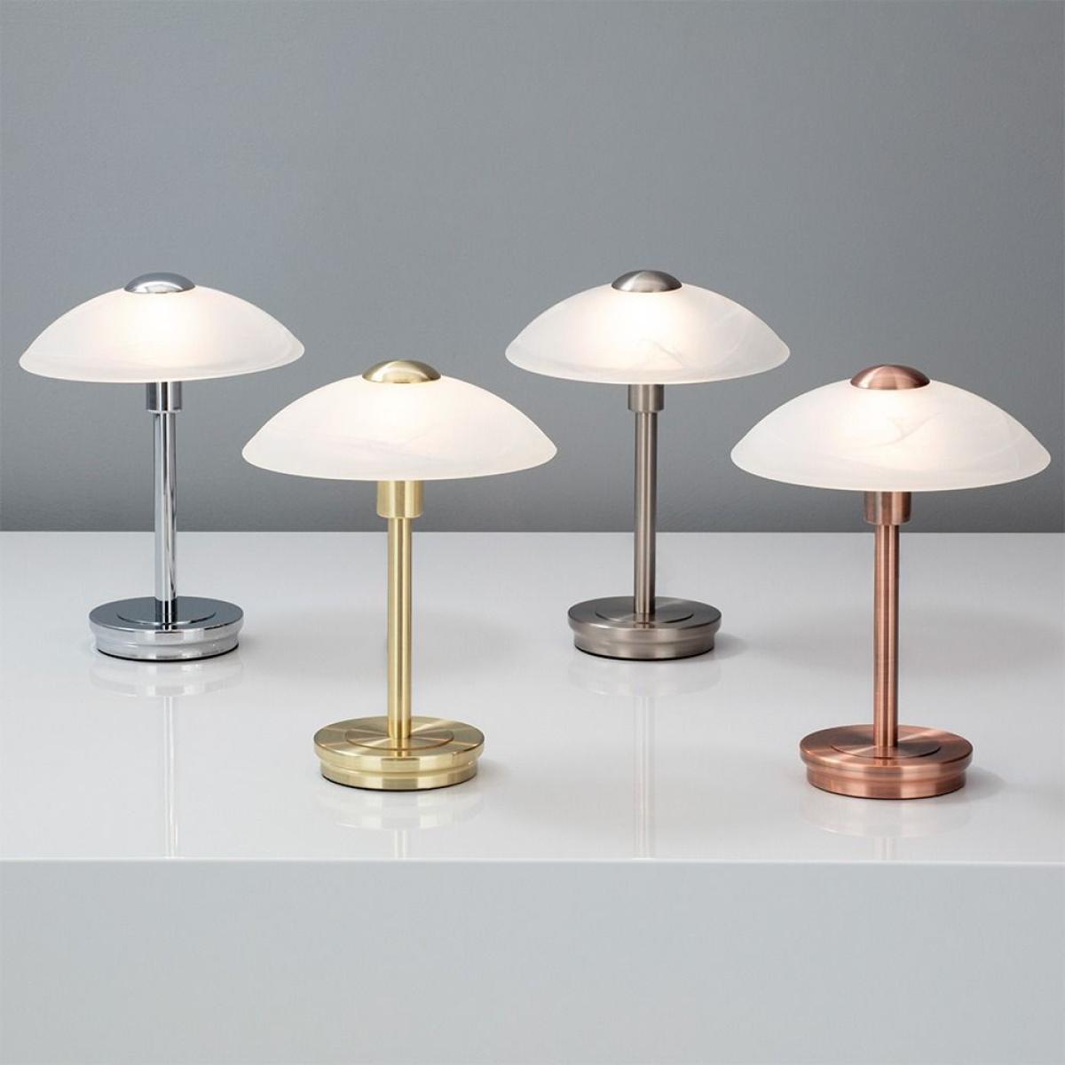 Archie Touch Lamp, Satin Nickel and Alabaster – image 6