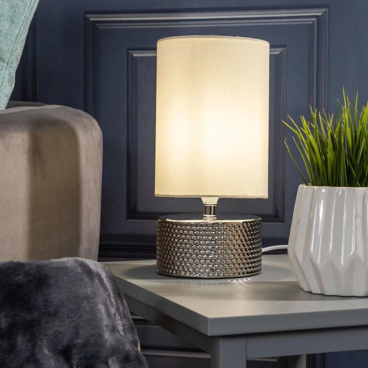 2 Pack of Rowan Embossed Table Lamps with Shade, Silver – image 2