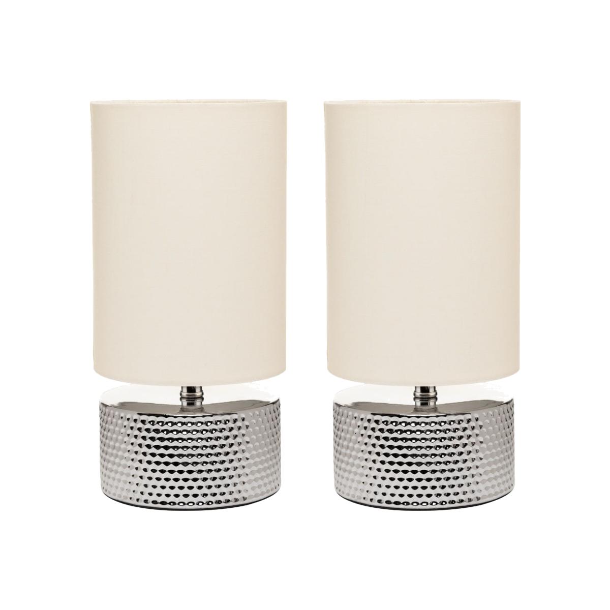 2 Pack of Rowan Embossed Table Lamps with Shade, Silver – image 1