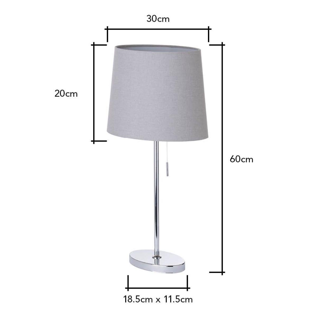 Bryant Oval Table Lamp with Grey Shade, Chrome – image 6