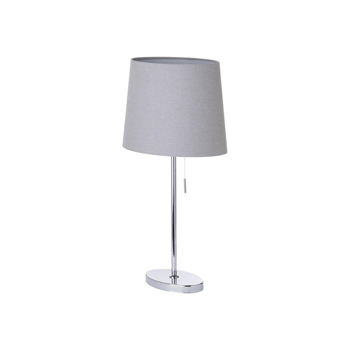Bryant Oval Table Lamp with Grey Shade, Chrome – image 1