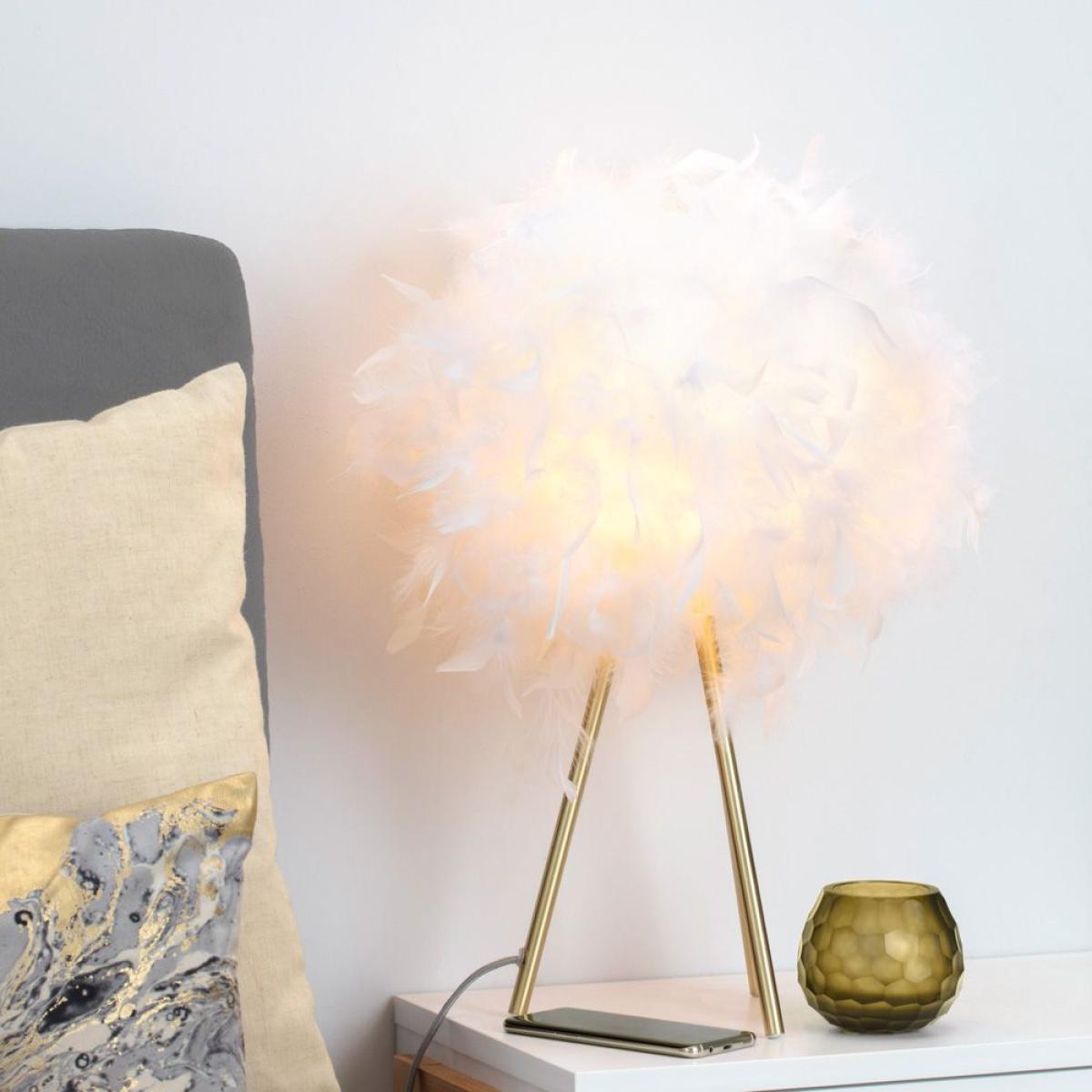 Plume Feather Tripod Table Lamp, Brass – image 2