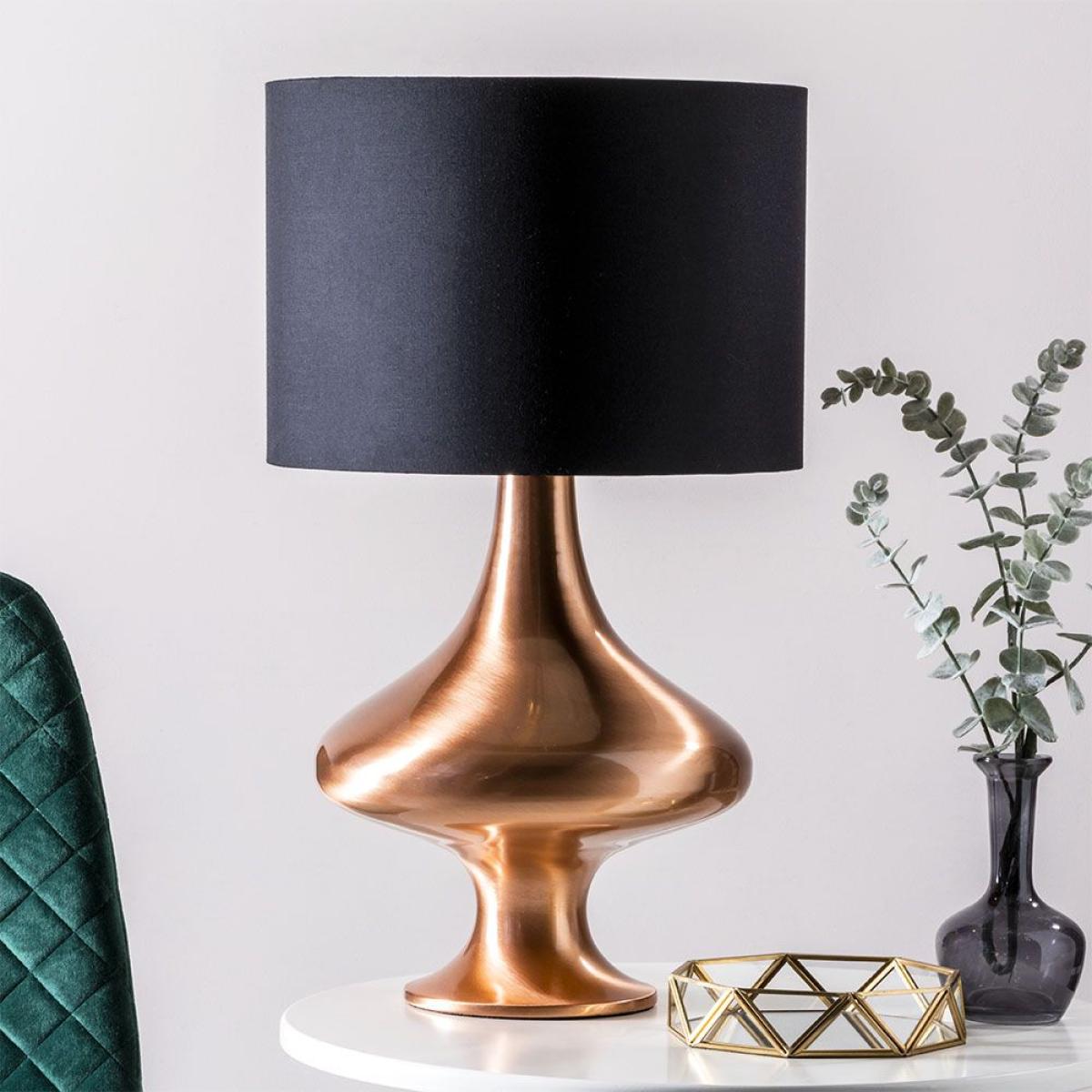 Caen Spun Table Lamp with Black Shade, Copper – image 2