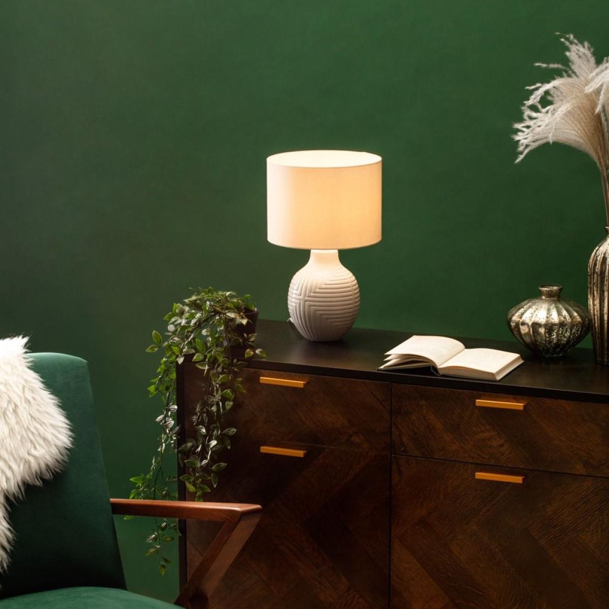 Gus Embossed Ceramic Table Lamp, White – image 2