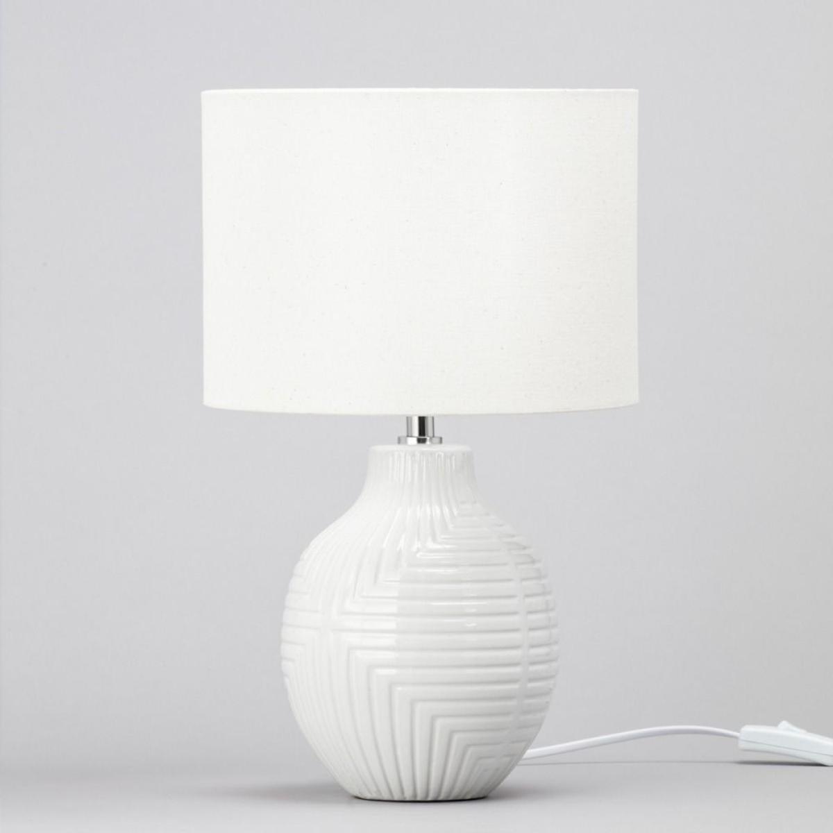 Gus Embossed Ceramic Table Lamp, White – image 4