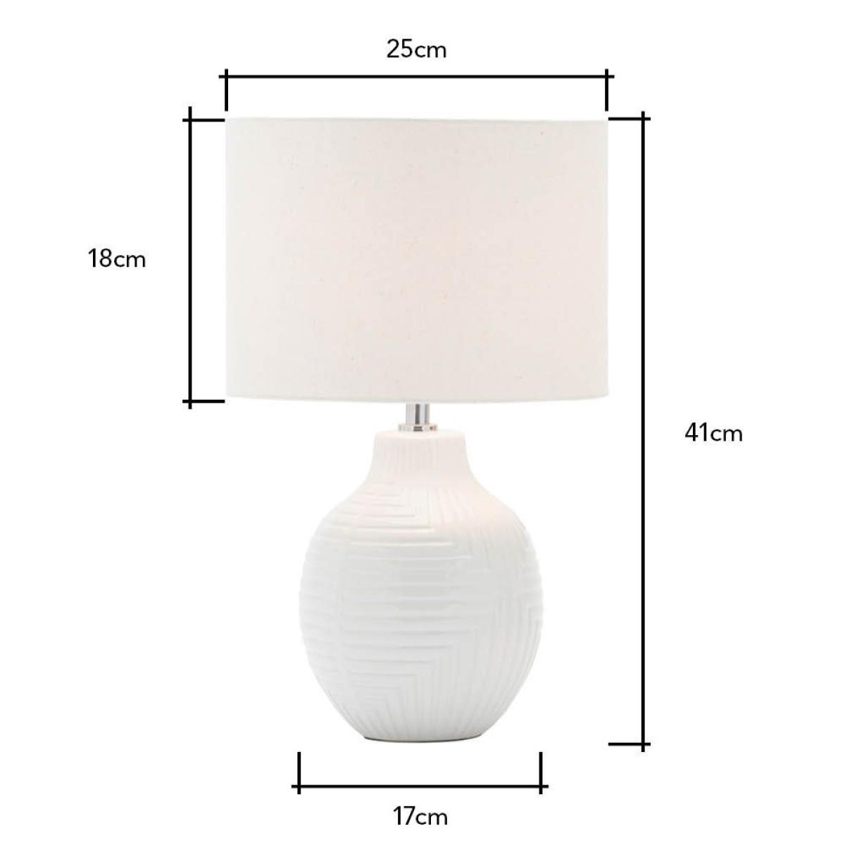 Gus Embossed Ceramic Table Lamp, White – image 6