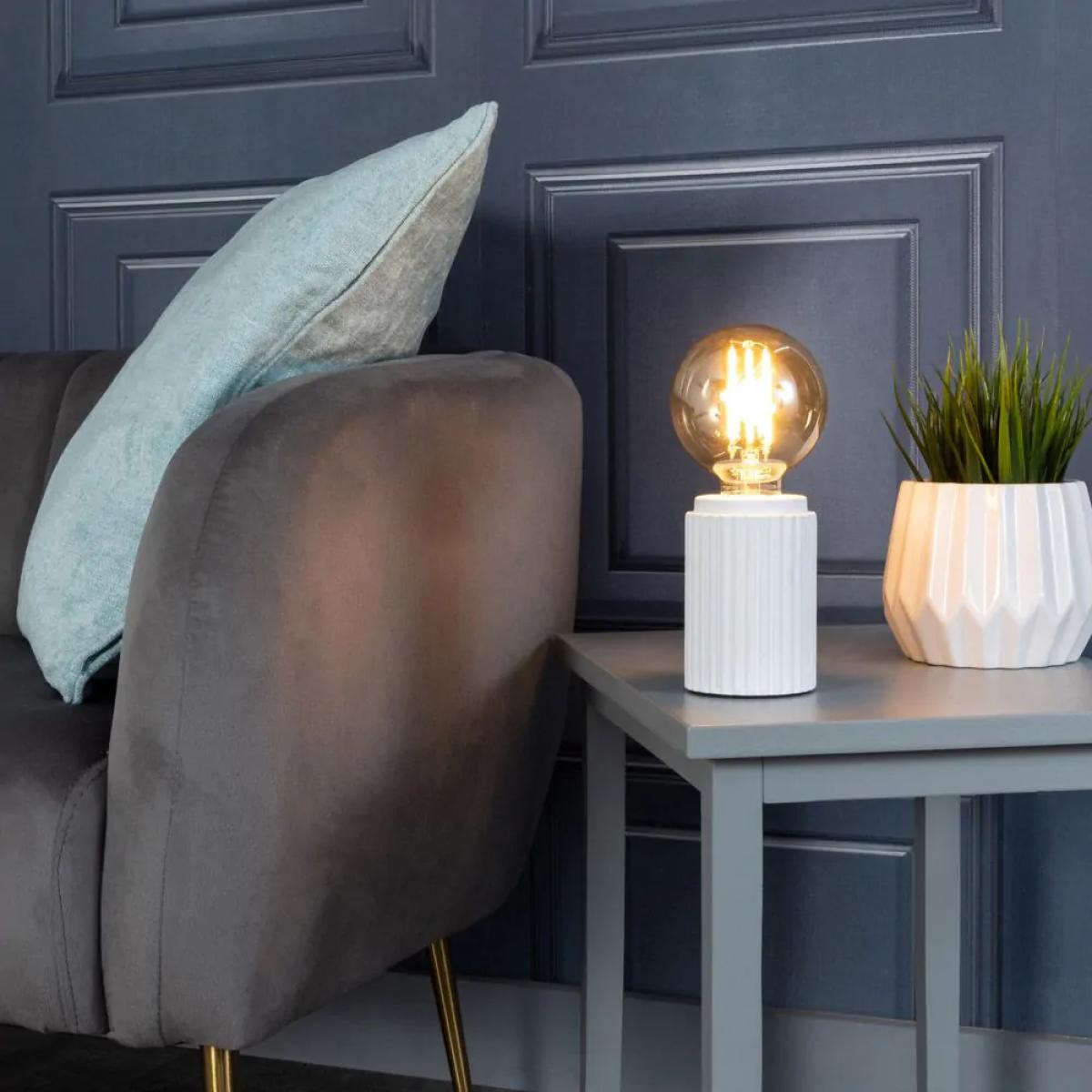 Fir Ribbed Base Table Lamp, White – image 2